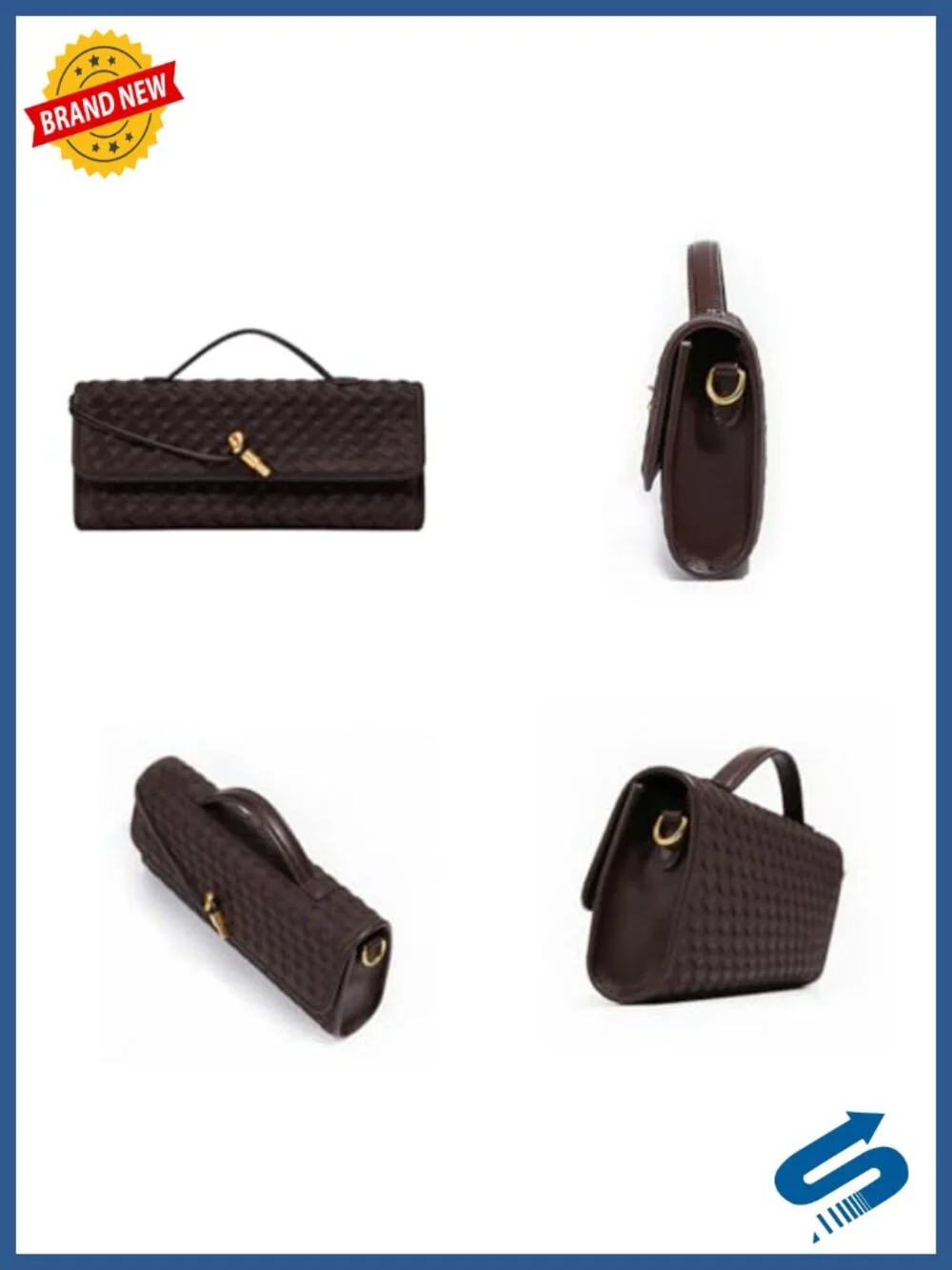 Suede Woven Handbag Evening Shoulder Bag Crossbody Clutch with Metal Buckle